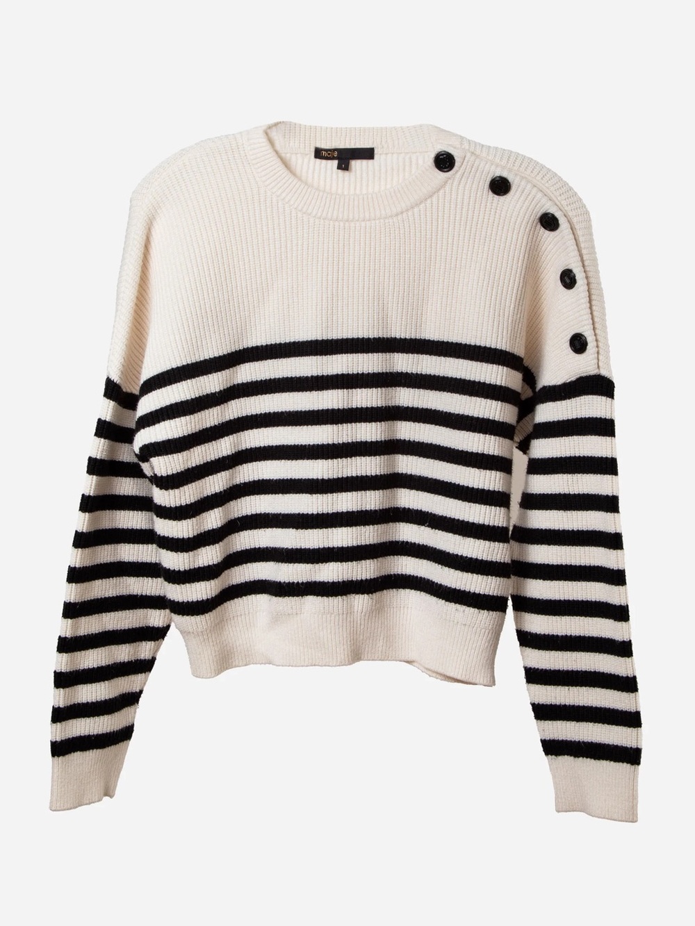 Maje Breton Stripe Button Shoulder Sweater Size 1